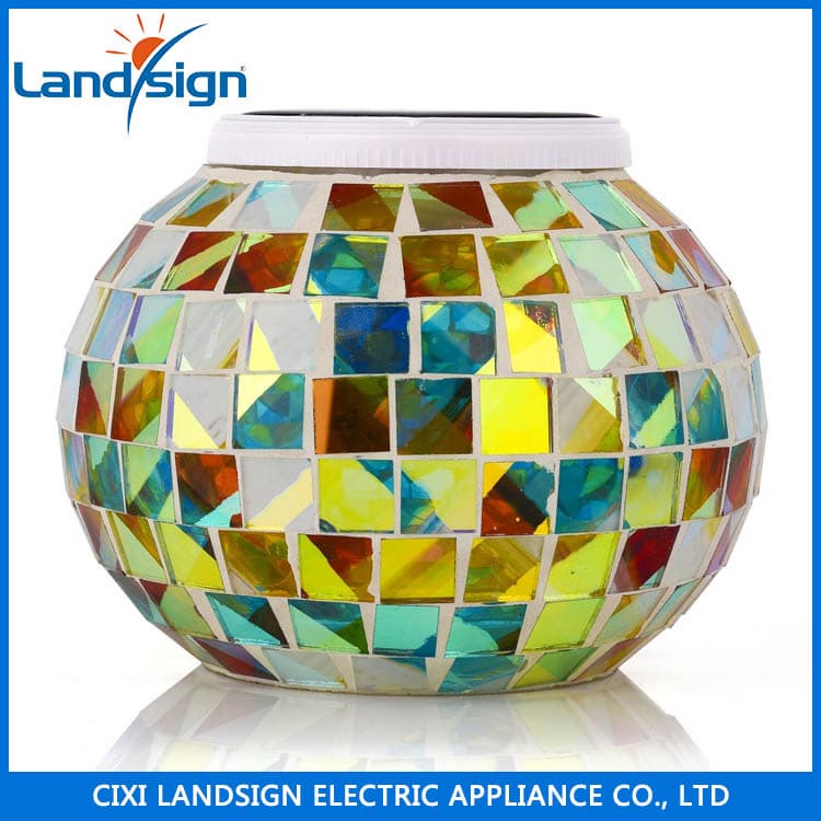 decor table lighting_ color changing mosaic solar jar